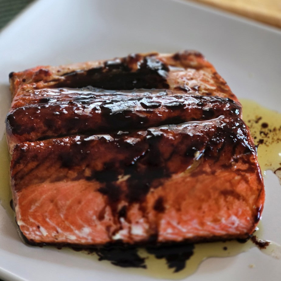 Skillet Salmon with Blackberry Ginger, Meyer Lemon Glaze