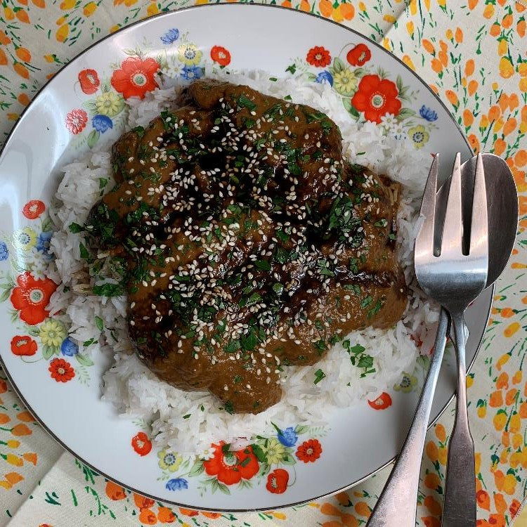Mole Poblano Sauce with Applewood Smoked Olive Oil and Cinnamon Pear Balsamic Vinegar