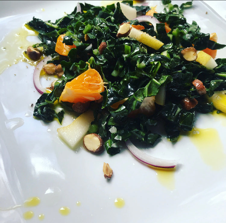 Massaged Kale Salad & Blood Orange Pear Vinaigrette