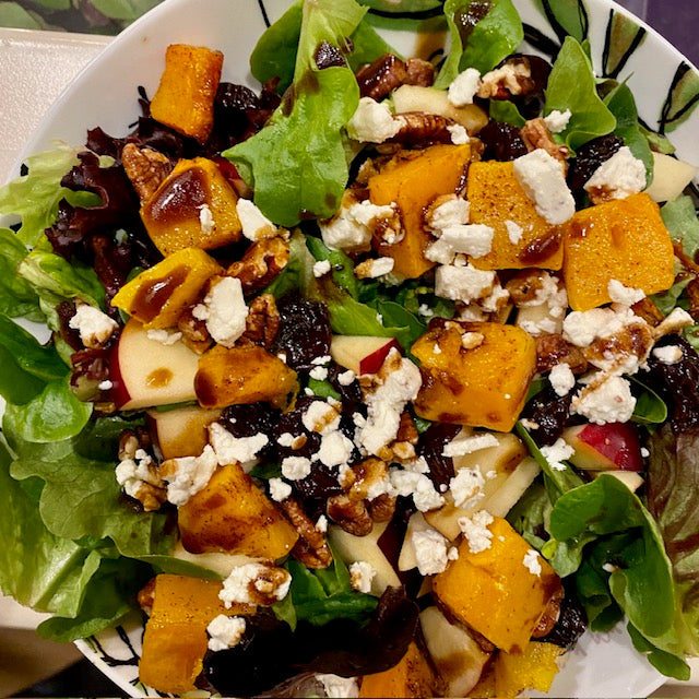 Thanksgiving Salad with Roasted Butternut Squash and Mission Fig Vinaigrette