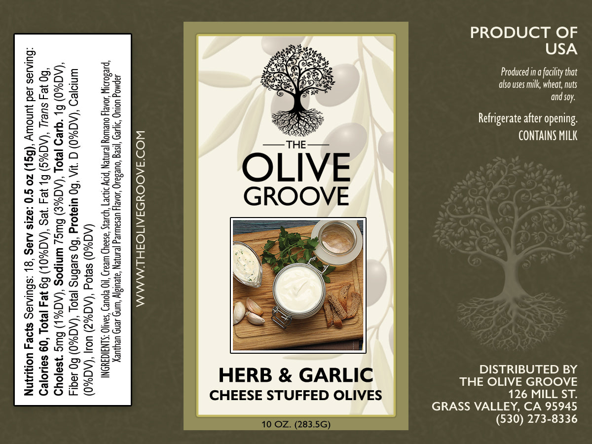 Herb & Garlic Cheese Stuffed Olives