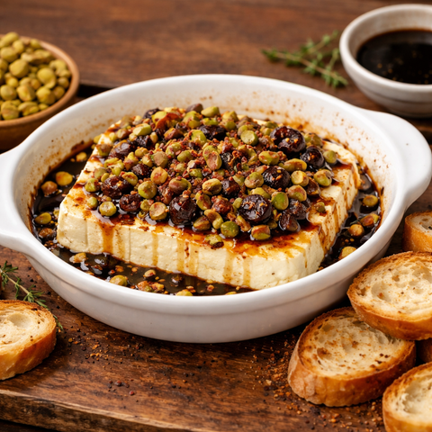 Mediterranean Baked Feta with Pistachios & Dates