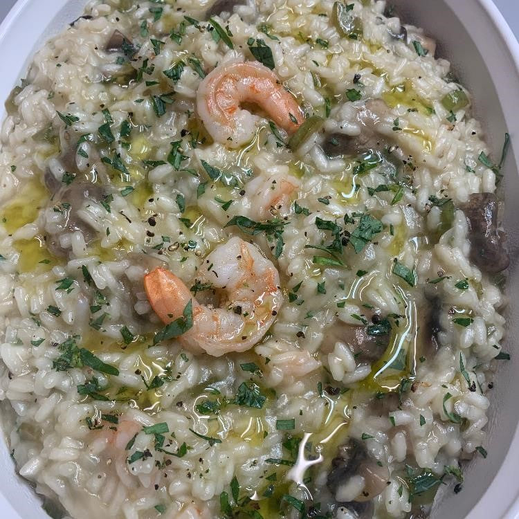 Herbs de Provence and Champagne Shrimp and Mushroom Risotto