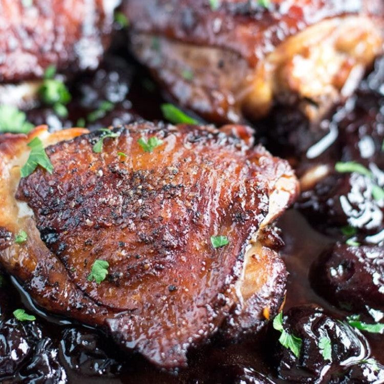 Black Cherry & Shallot Roasted Chicken Thighs