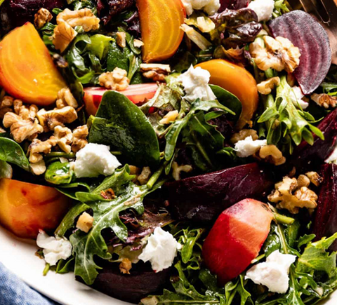 Summer Roasted Beet Salad with Goat Cheese and Black Cherry Vinaigrette