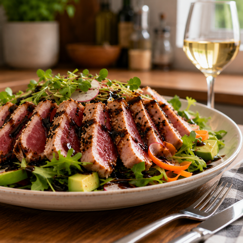 Sesame Crusted Seared Ahi Tuna Salad