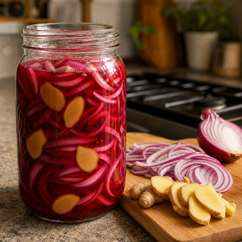Hibiscus Balsamic Pickled Red Onions