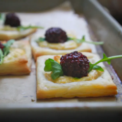 Blackberry Ginger Goat Cheese Puffs
