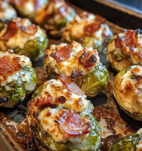 Stuffed Brussel Sprouts with Feta Cheese and Bacon