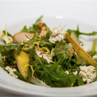 Pear Salad with Goat Cheese & Croutons
