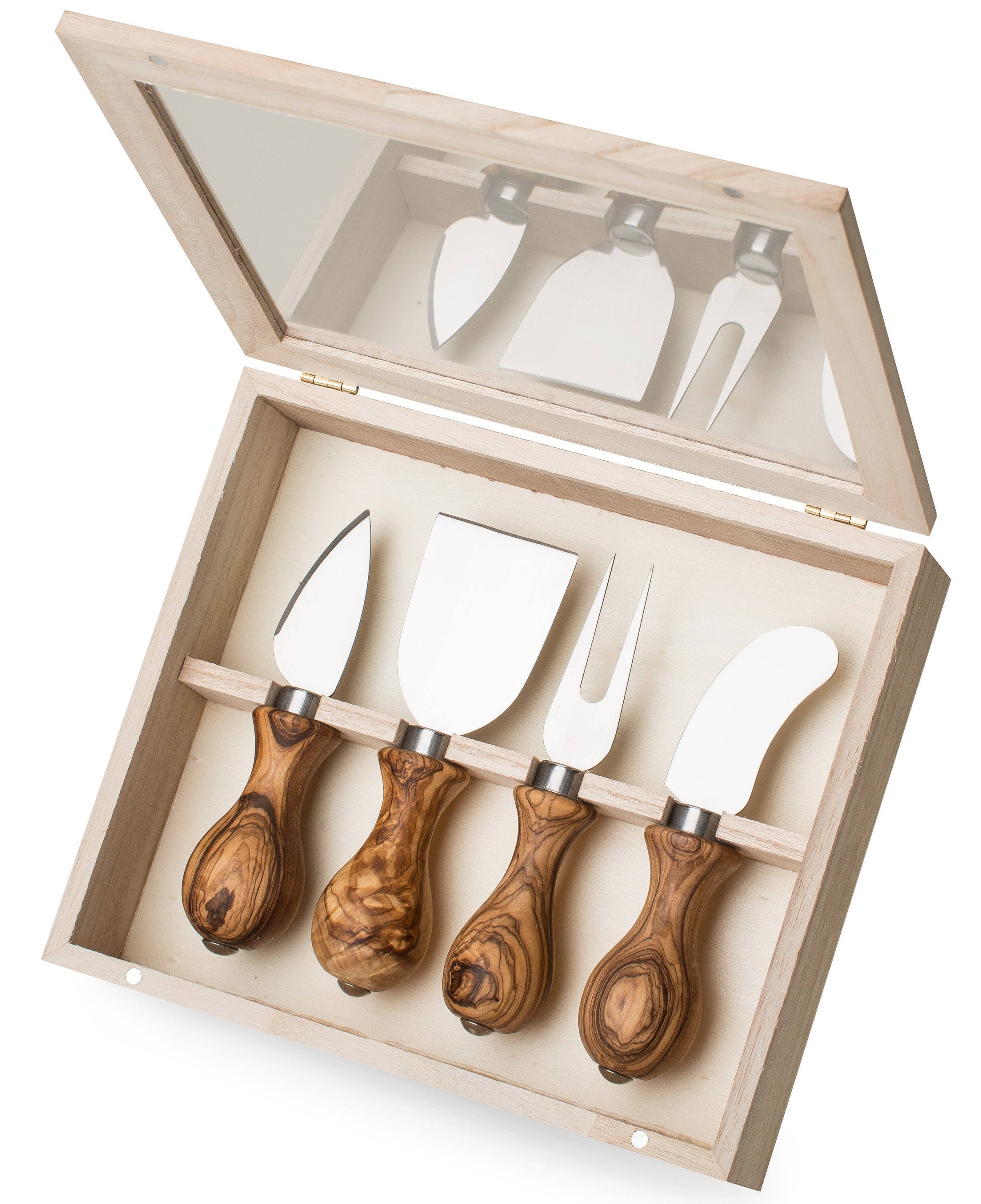Olive wood Cheese knife set in wooden box