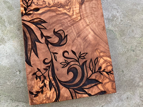 Engraved Olive Wood Cheese Board - Lily