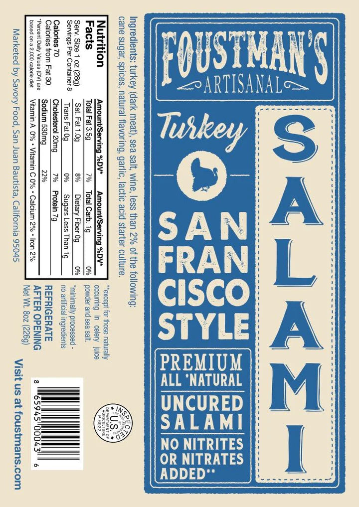 Turkey San Francisco Style All-Natural Uncured Salami